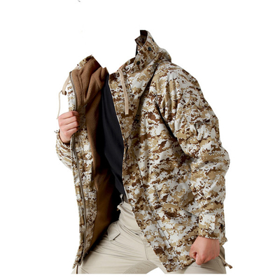Adulti Giacche tattiche Uomini Camouflage a prova di vento Stand Colletto Fibra di poliestere con cerniera