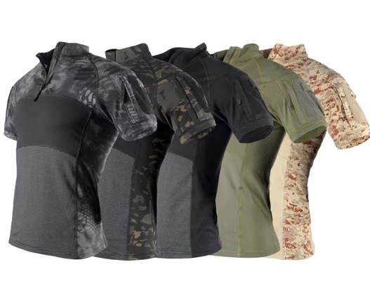 Uniforme tattiche con maniche corte abiti tattici camuffati con asciugatura veloce abbigliamento per sport estivi all'aperto