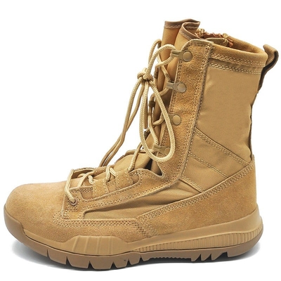 Scarpe alte Scarpe leggere Deserto impermeabili Scarpe da combattimento di gomma Scarpe da combattimento di pelle nera Stivali tattici per uomini