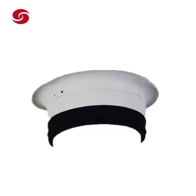 Attrezzatura da esterno tattica personalizzata con materiale poliestere / cotone Cappello da officiale bianco