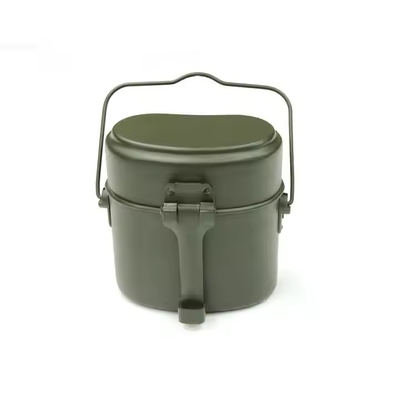 Cantina tattica Oliva verde Bottina di alluminio 3 pezzi Scatola da pranzo Attrezzatura tattica per l'aria aperta