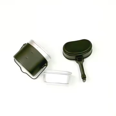Cantina tattica Oliva verde Bottina di alluminio 3 pezzi Scatola da pranzo Attrezzatura tattica per l'aria aperta