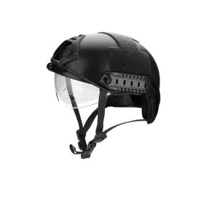 Casco protettivo tattico nero resistente con vetro per addestramento tattico