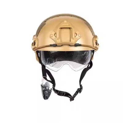 Casco protettivo tattico nero resistente con vetro per addestramento tattico