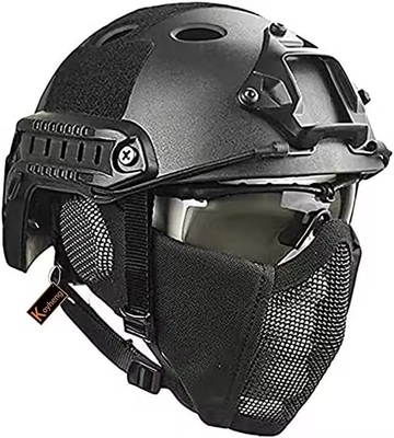 Casco tattico combinato con protezione dell'orecchio pieghevole Maschera a mezza faccia e set di vetri