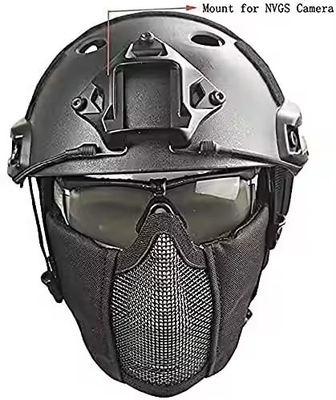 Casco tattico combinato con protezione dell'orecchio pieghevole Maschera a mezza faccia e set di vetri