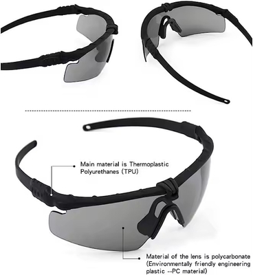 Casco tattico combinato con protezione dell'orecchio pieghevole Maschera a mezza faccia e set di vetri
