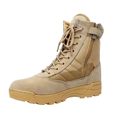Calzature tattiche Scarpe da trekking solide Khaki Desert con materiale di pelle Calzature da allenamento confortevoli