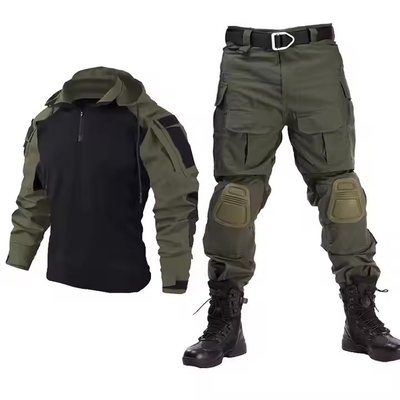 Costume tattico protettivo camuffato con cappuccio Maglietta e pantaloni da allenamento per rana traspirante