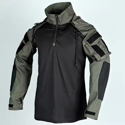 Costume tattico protettivo camuffato con cappuccio Maglietta e pantaloni da allenamento per rana traspirante